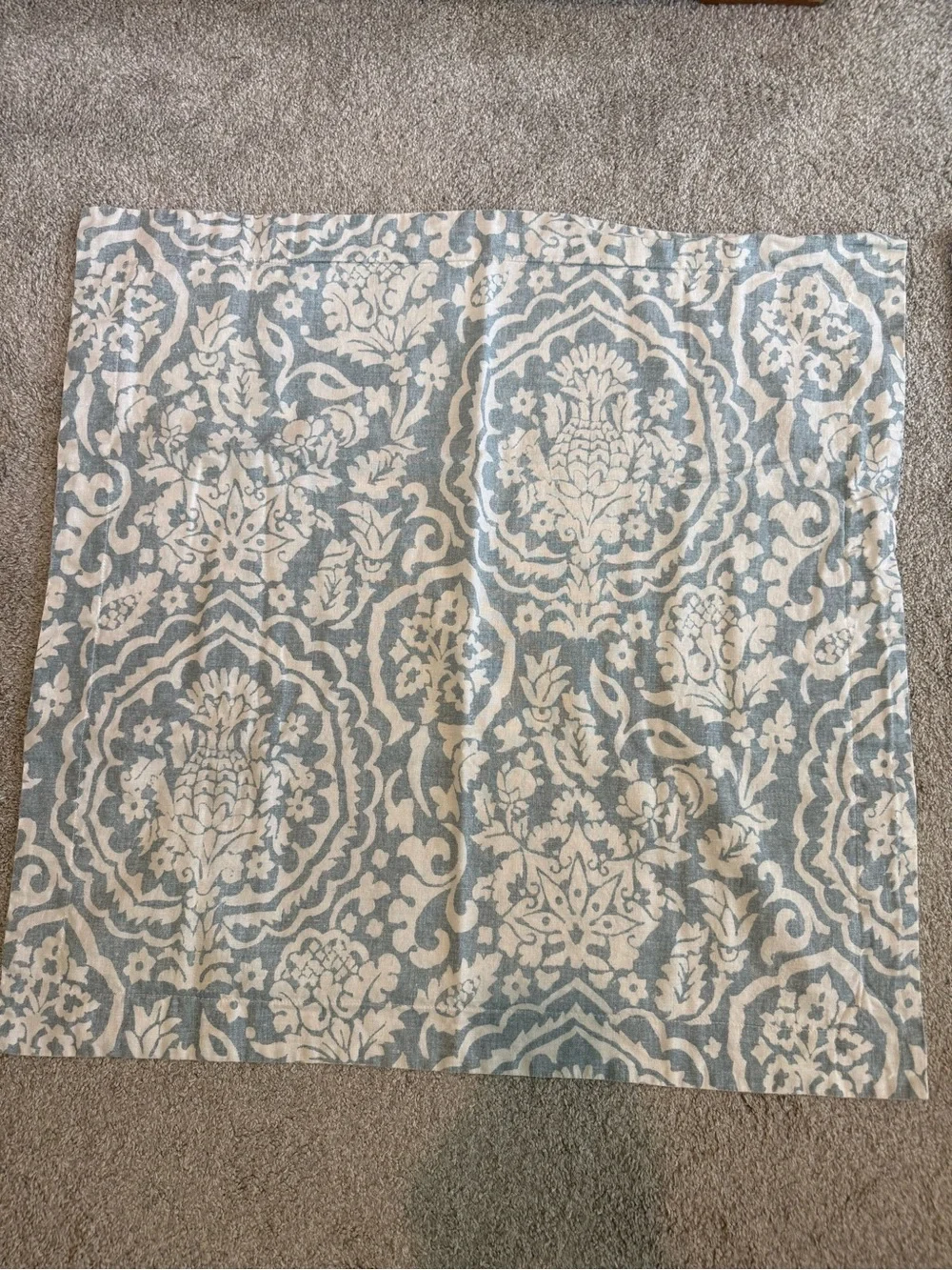 Pottery Barn Damask Floral Pineapple Blue and White European Shams - Set of 2